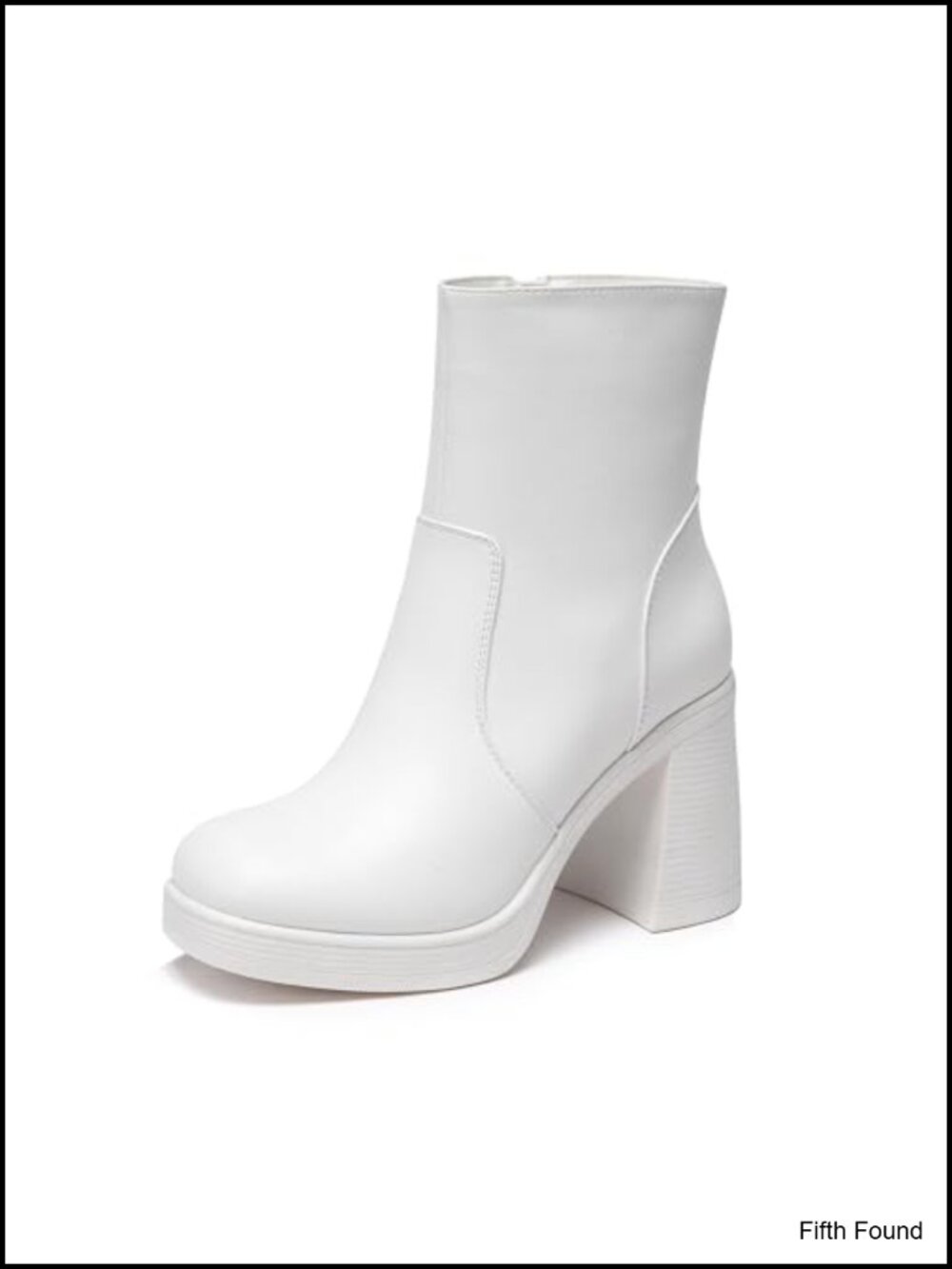 Platform Gogo Ankle Boots Square Toe Chunky Block Heel Side Zip Booties